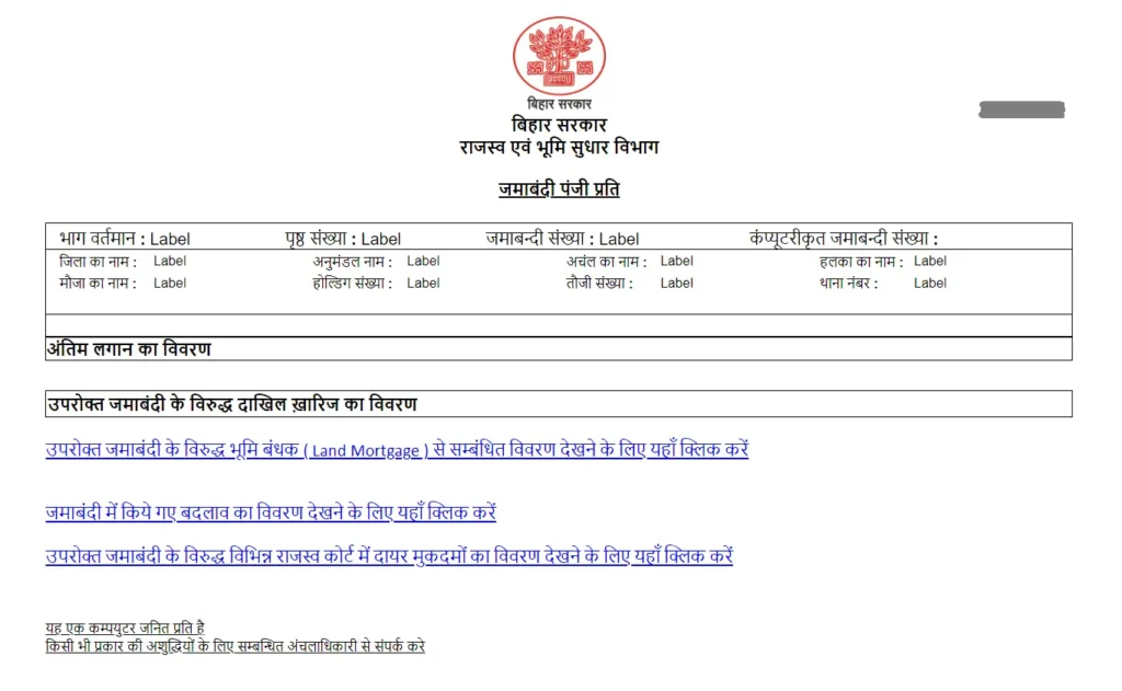 Jamabandi Nakal Bihar